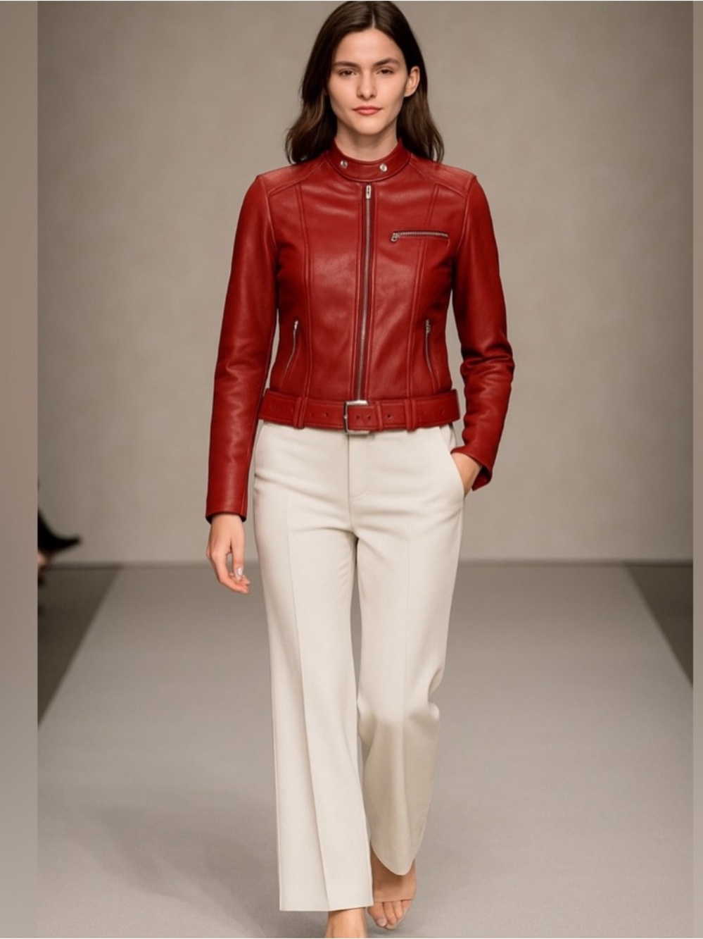 Vintage Hugo Buscati Leather Women’s Jacket  Sz XS Red Casual S26